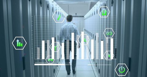 Engineer Monitoring Data Analytics in Technology Server Room - Download Free Stock Images Pikwizard.com