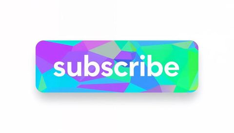 Rounded subscribe button featuring colorful faceted gradient, soft shadow and minimal cta for web ui