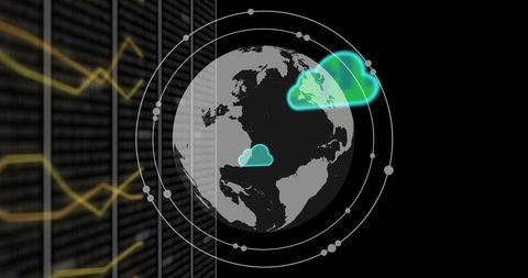 Digital Cloud Technology over Earth with Data Interface - Download Free Stock Images Pikwizard.com