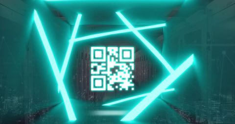 Futuristic Neon Blue QR Code in Data Server Environment - Download Free Stock Images Pikwizard.com