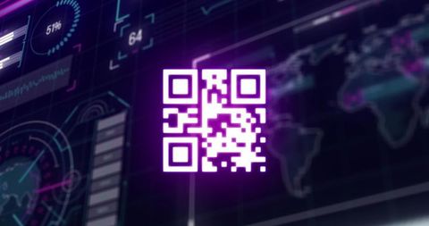 Glowing Purple QR Code on Futuristic Data Interface - Download Free Stock Images Pikwizard.com