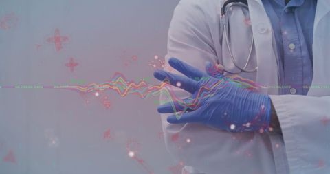 Medical Professional with Data Visualization Overlay