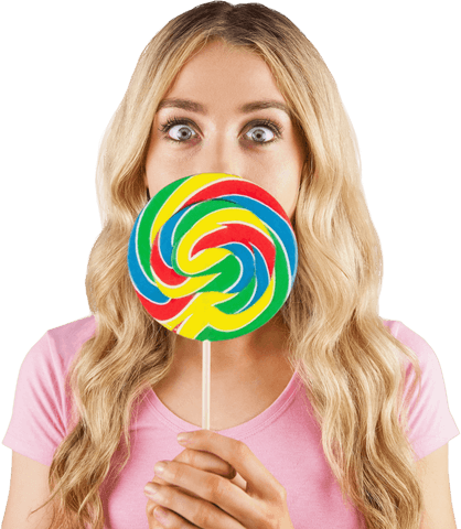 surprised blonde woman with transparent colorful lollipop - Download Free Stock Videos Pikwizard.com
