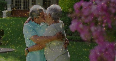 A Touching Display of Senior Love in Blooming Garden