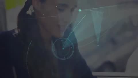 Tech Professional Engaged with Digital Interface Network Visualization