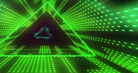 Abstract Green Triangle Neon Tunnel with Digital Lights - Download Free Stock Images Pikwizard.com