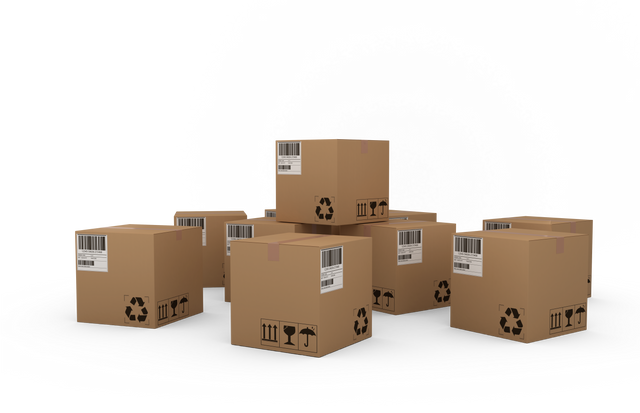 Transparent Background of Cardboard Boxes with Barcodes for Transport and Logistics - Download Free Stock Videos Pikwizard.com