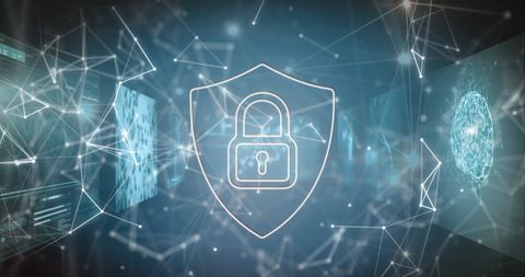 digital network security with padlock icon - Download Free Stock Images Pikwizard.com
