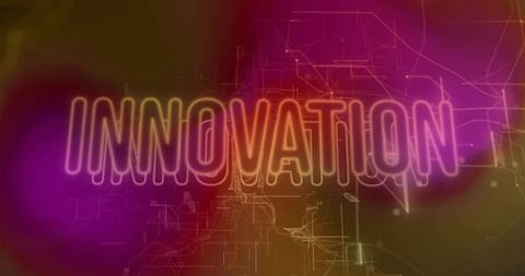 Glowing Neon Innovation in Futuristic Digital Circuitry