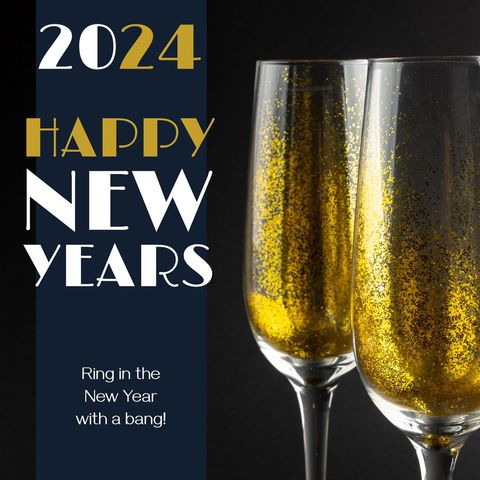 festive champagne glasses celebrating new year 2024 - Download Free Stock Templates Pikwizard.com