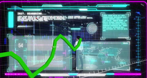 Futuristic Data Analysis Interface with Businessman Digital Concept