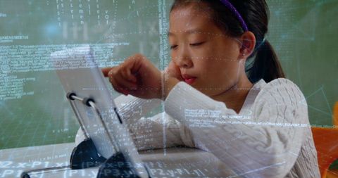 young girl learning coding with tablet in tech environment - Download Free Stock Images Pikwizard.com