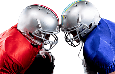 Transparent Rivalry: American Football Players Squaring Off