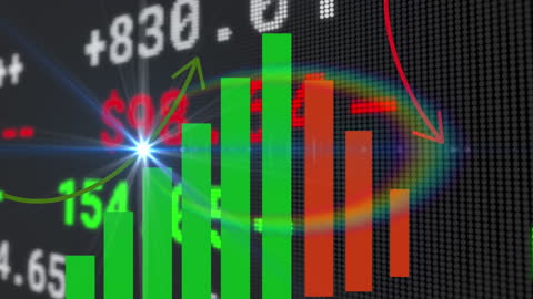 Digital Stock Market Animation with Growing and Declining Graphs
