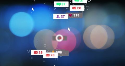 Digital Connection Overlapping Virtual Social Media Icons