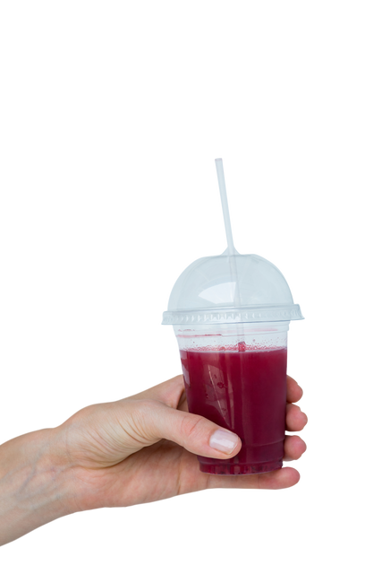 Hand Holding Transparent Cup with Red Juice and Straw Against White Background - Download Free Stock Videos Pikwizard.com