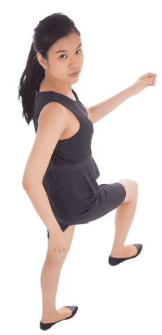 Transparent image of businesswoman in walking pose