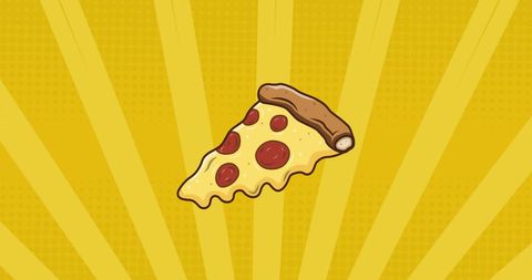 Cartoon Pizza Slice on Vibrant Yellow Background
