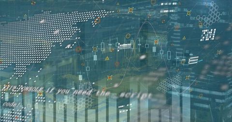 Abstract Global Network with Data Processing Symbols - Download Free Stock Images Pikwizard.com