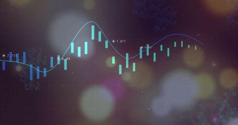 Abstract financial chart with candlesticks on digital dashboard