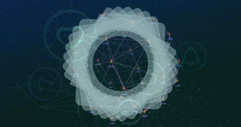 Abstract Data Processing with Digital Interface on Blue Background