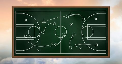 Basketball Strategy Play Chalkboard with Player Movements - Download Free Stock Images Pikwizard.com