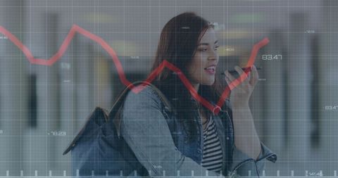 Financial Data Processing with Woman Using Smartphone