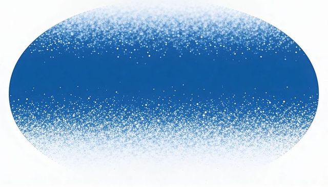 Cerulean oval speckle gradient on white canvas, minimalist horizontal abstract design