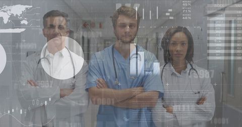 Multiracial Medical Team in Front of Futuristic Data Interface - Download Free Stock Images Pikwizard.com