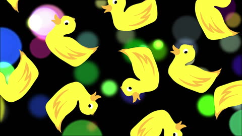Vibrant Animation of Yellow Ducks with Floating Circles