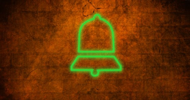 Glowing Neon Bell Icon on Grunge Brick Texture - Download Free Stock Images Pikwizard.com