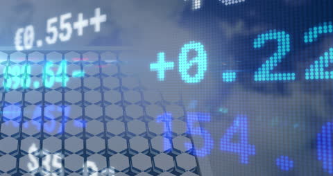 Financial Data Animation Over Solar Panels in Eco Finance Concept