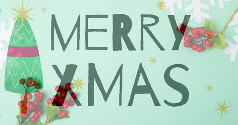 Festive Christmas Greeting With Decor and Holly - Download Free Stock Images Pikwizard.com