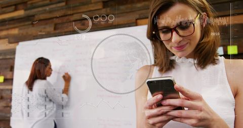 Schoolboy Interacting with Digital Math Interface