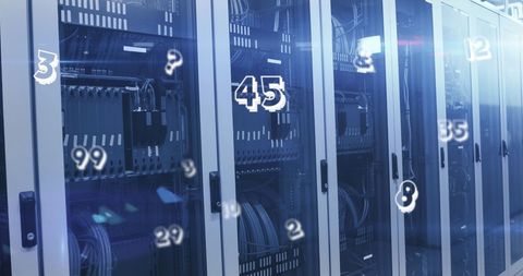 Data processing overlay on computer servers with numbers - Download Free Stock Images Pikwizard.com