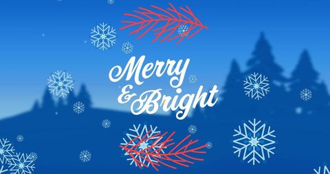 Festive Merry & Bright Christmas Banner with Snowflakes