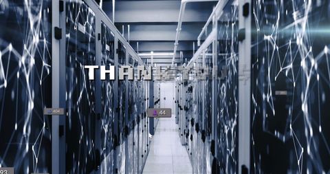 thank you text overlay on modern server room - Download Free Stock Images Pikwizard.com