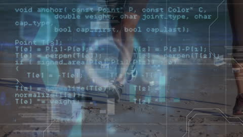 Digital Data Overlay on Running Background Visual Representation
