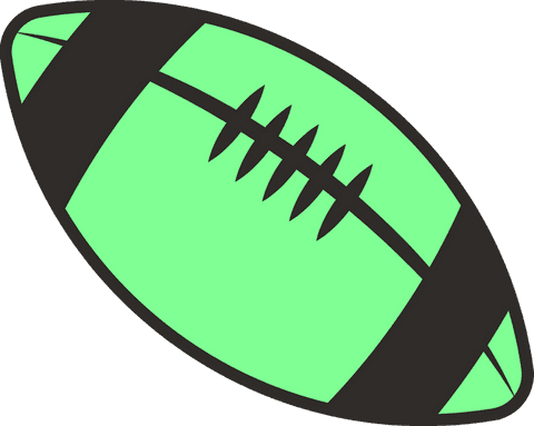 Stylized green football icon on transparent background