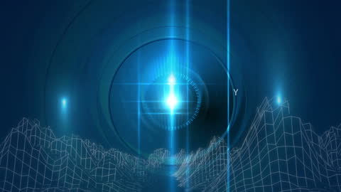 Futuristic Data Scan with Digital Grid Overlay