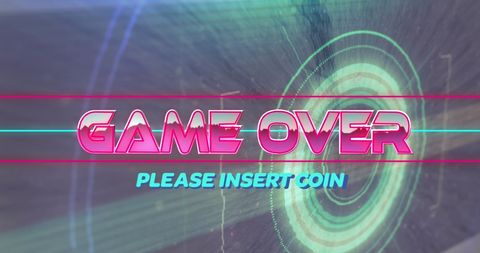 Retro game over screen led neon text