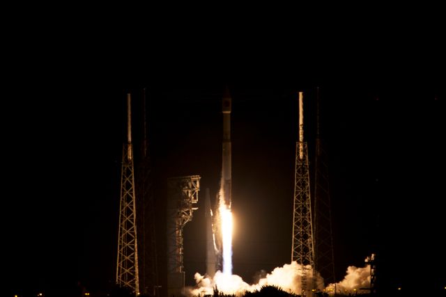 A United Launch Alliance Atlas V rocket lifts off from Space Launch Complex 41 at Cape Canaveral Air Force Station carrying an Orbital ATK Cygnus resupply spacecraft on a commercial resupply services mission to the International Space Station. Liftoff was at 11:05 p.m. EDT. Cygnus will deliver the second generation of a portable onboard printer to demonstrate 3-D printing, an instrument for first space-based observations of the chemical composition of meteors entering Earth’s atmosphere and an experiment to study how fires burn in microgravity.