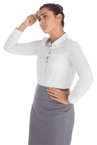 Confused Biracial Businesswoman Scratching Head, Transparent Background