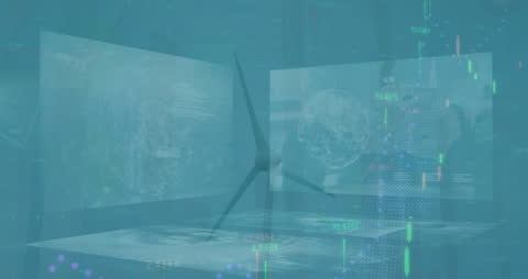 Digital Composite with Globes Overlapping Windmill Animation