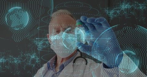 Futuristic healthcare innovation concept with senior medical professional