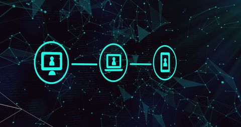 Futuristic Tech Icons with Dynamic Digital Network Background - Download Free Stock Images Pikwizard.com