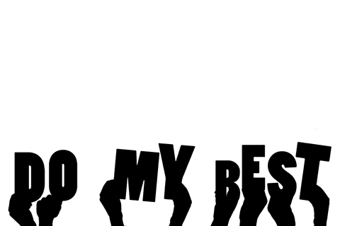 Vector illustration showing two detailed hands framing the phrase 'Do My Best' on transparent background can be used for fostering motivation communications, support graphics, and positive brand messaging. Suitable for websites, marketing, or educational platforms needing inspirational content visual aid.