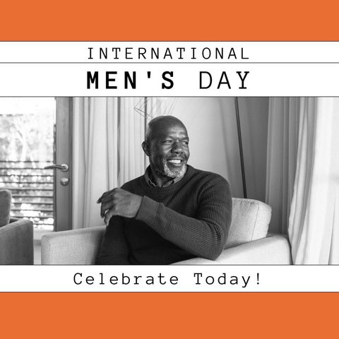 Senior African American Man Celebrating International Men's Day at Home