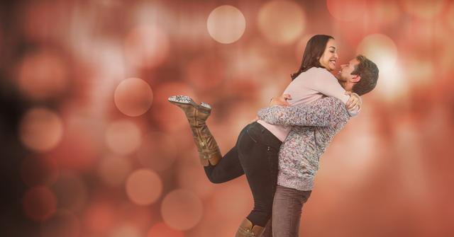 Happy Couple Embracing with Bokeh Background - Download Free Stock Photos Pikwizard.com