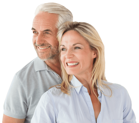 Smiling Senior Couple Standing with Transparent Background